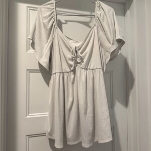 Rue21 White Tie-Front Babydoll Top